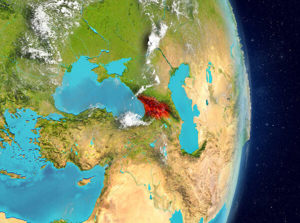 Orbit view of Georgia in red