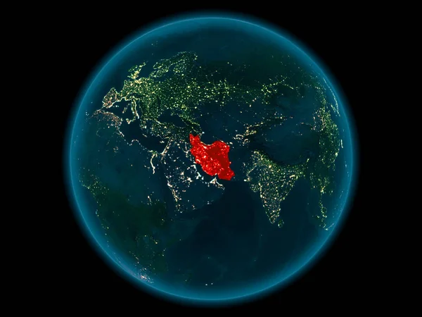 Iran on planet Earth in space at night