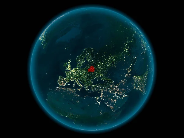 Belarús en el planeta Tierra en el espacio por la noche —  Fotos de Stock