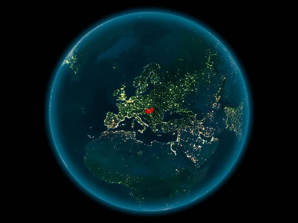 Węgry na planecie ziemi w przestrzeni w nocy — Zdjęcie stockowe