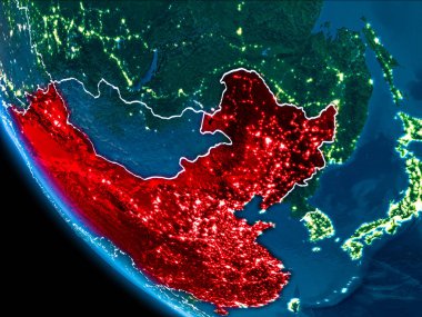 Gece Çin yörünge görünümü