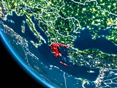 Yunanistan yörünge görünümü geceleri