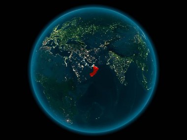 Planet Earth gece uzayda Umman