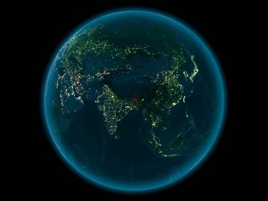Planet Earth gece uzayda Bhutan