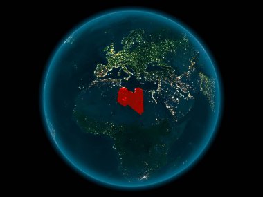 Libya Planet Earth gece uzayda