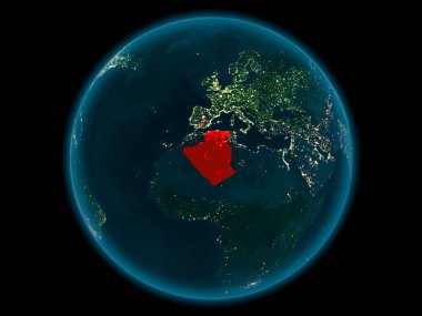 Planet Earth gece uzayda Cezayir