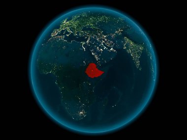 Planet Earth gece uzayda Etiyopya