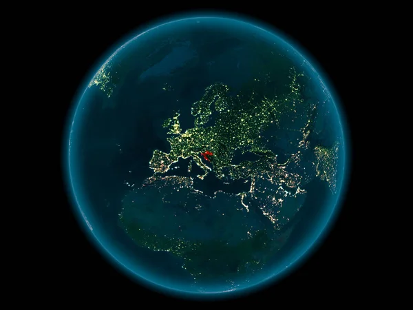 Хорватия на планете Земля в космосе ночью — стоковое фото