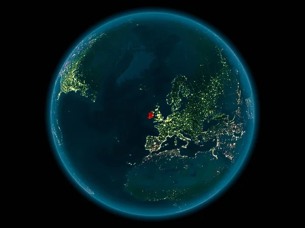 Irlanda en el planeta Tierra en el espacio por la noche —  Fotos de Stock
