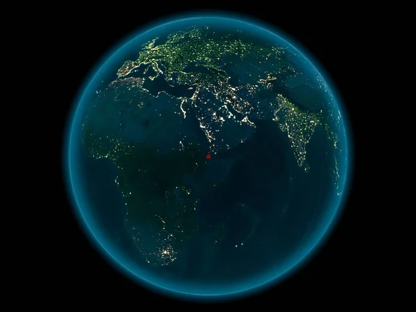 吉布提在行星地球在晚上空间 — 图库照片