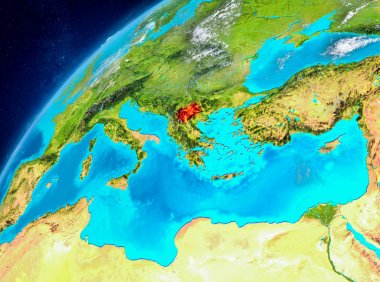 Makedonya'nın uzay görünümünde kırmızı