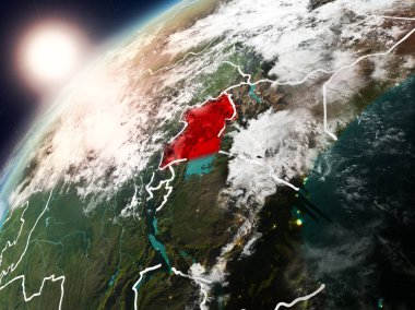 Planet Earth günbatımı içinde Uganda