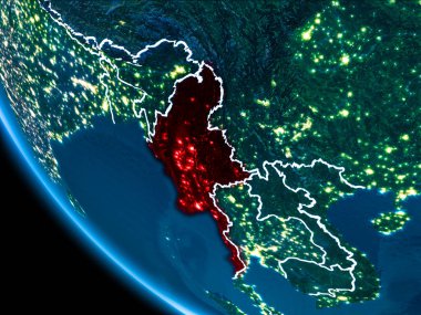 Myanmar yörünge görünümü geceleri