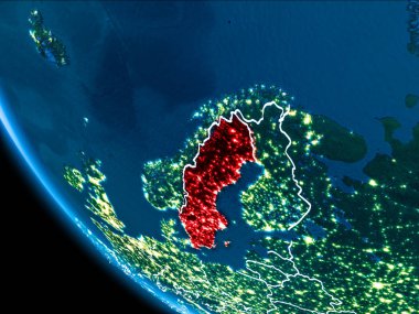 Geceleri İsveç yörünge görünümü