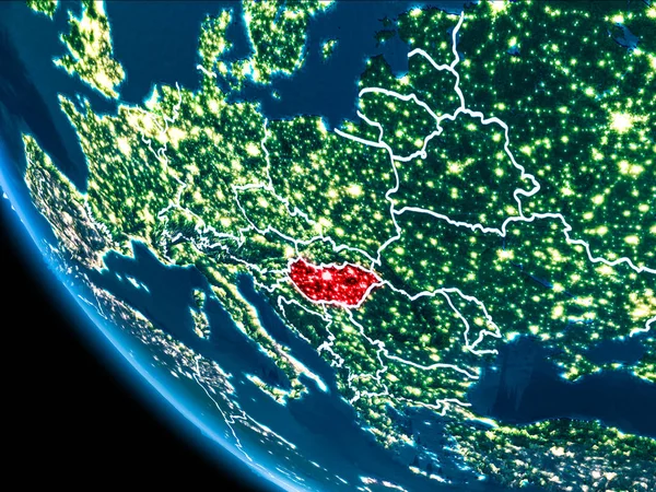 Орбіта подання Угорщини вночі — стокове фото