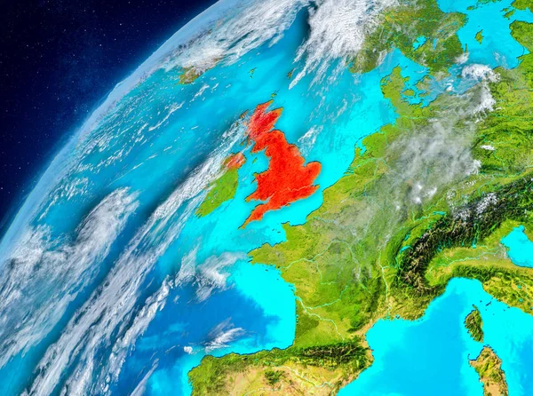 Zobrazení prostoru Spojeného království v červené barvě — Stock fotografie