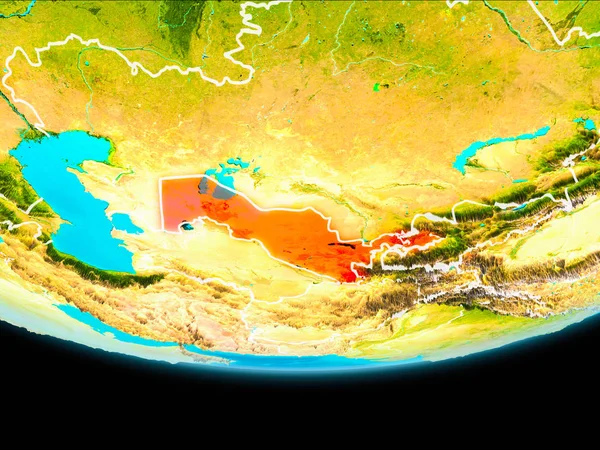Вигляд з супутника Узбекистану — стокове фото