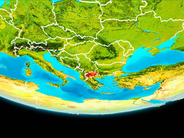 马其顿的卫星视图 — 图库照片