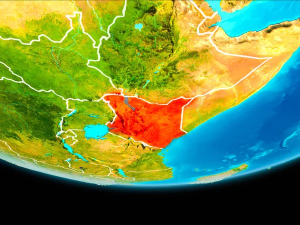肯尼亚的卫星视图 — 图库照片