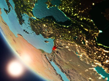 Yeryüzünde günbatımı sırasında Lübnan