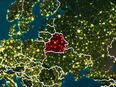 Beyaz Rusya Haritası geceleri