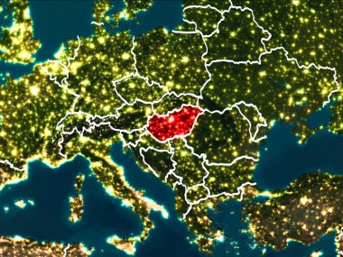 Macaristan haritası geceleri