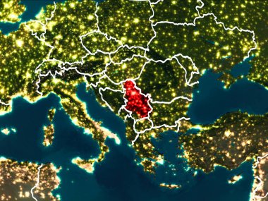 Sırbistan Haritası geceleri