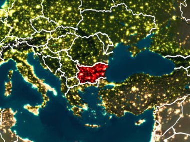 Bulgaristan Haritası geceleri