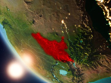 Yeryüzünde günbatımı sırasında Güney Sudan