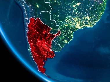 Geceleyin Arjantin 'in yörünge manzarası