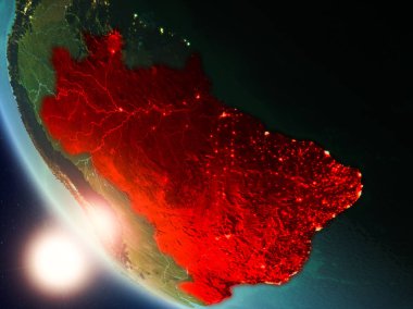 Yeryüzünde günbatımı sırasında Brezilya