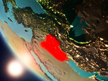 Yeryüzünde günbatımı sırasında Irak