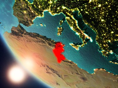 Yeryüzünde günbatımı sırasında Tunus