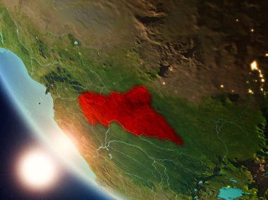 Yeryüzünde günbatımı sırasında Orta Afrika