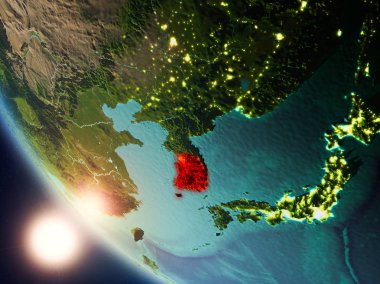 Günbatımı Güney Kore'de yeryüzünde