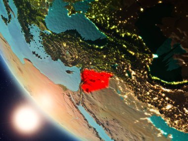 Yeryüzünde günbatımı sırasında Suriye