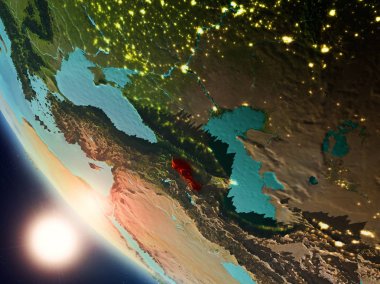 Yeryüzünde günbatımı sırasında Ermenistan