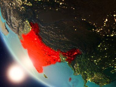 Yeryüzünde günbatımı sırasında Hindistan