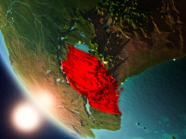 Yeryüzünde günbatımı sırasında Tanzanya