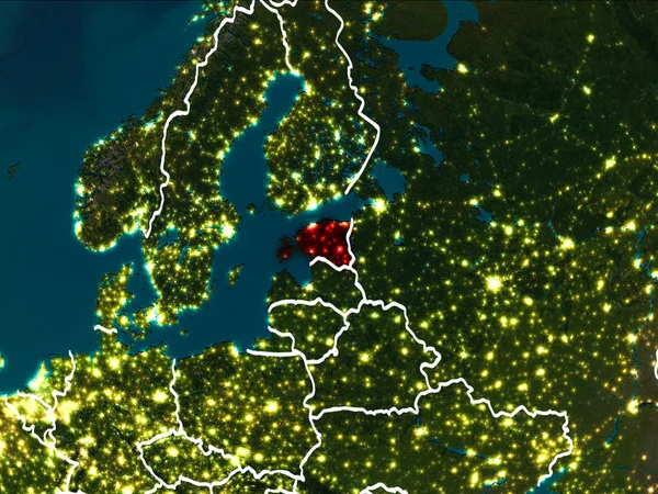 Mapa da Estónia à noite — Fotografia de Stock
