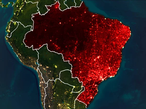 Mapa do Brasil à noite — Fotografia de Stock