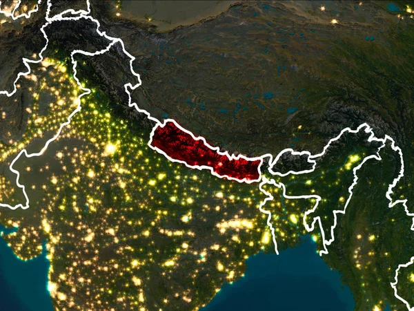 Map of Nepal at night