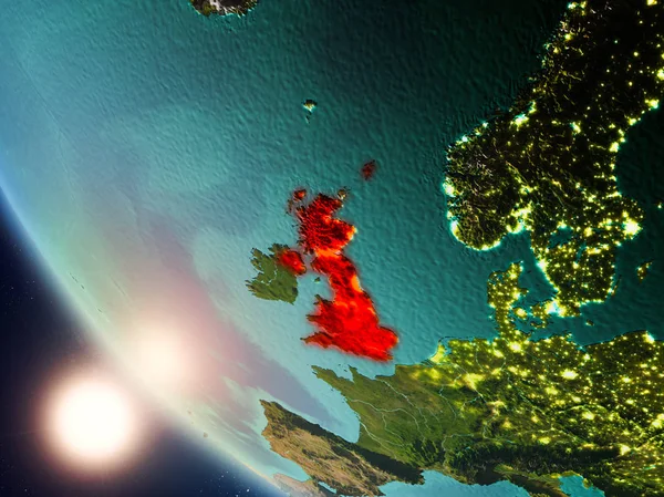 Verenigd Koninkrijk tijdens zonsondergang op aarde — Stockfoto