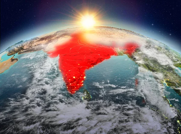 サンライズの宇宙からインド — ストック写真