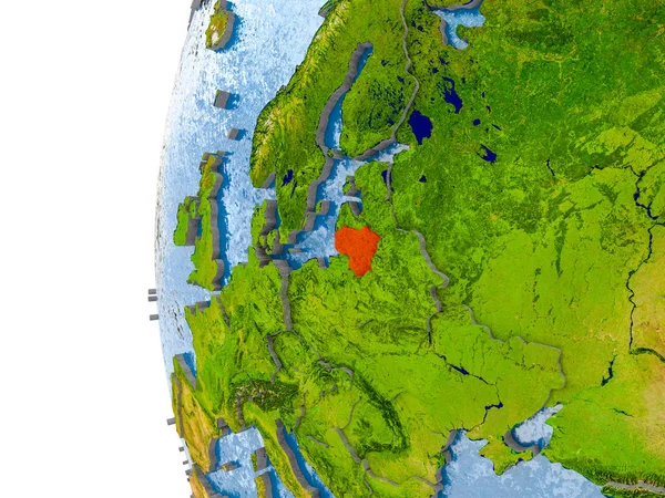 Mapa Litwy na modelu świata — Zdjęcie stockowe