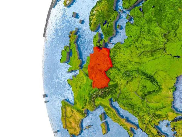 Mapa Německa na modelu zeměkoule — Stock fotografie