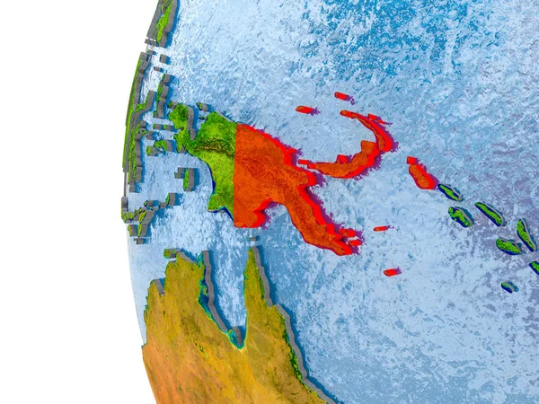 Карта Папуа - Новой Гвинеи на модели земного шара — стоковое фото