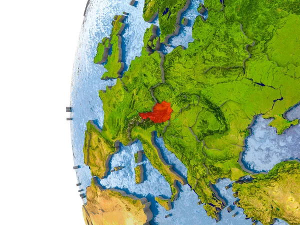 奥地利地图在地球的模型 — 图库照片