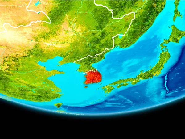 韩国卫星鸟瞰图 — 图库照片