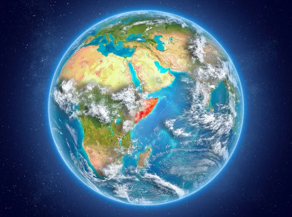 stock image Somalia on planet Earth in space